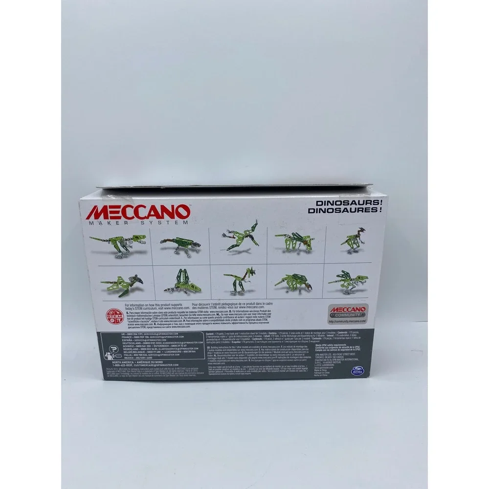 MECCANO Maker System 10 Models Dinosaurs Kids Green 179 Parts 16209